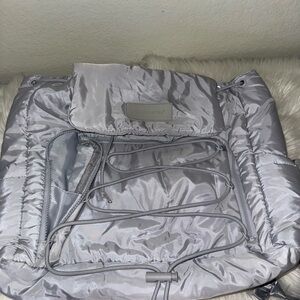 Blogilates Silver Quilted Backpack